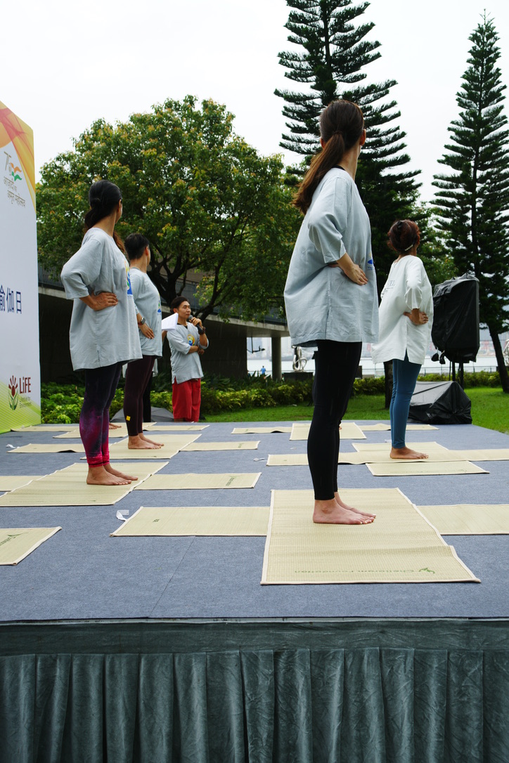 Yoga instructors onstage at International Yoga Day